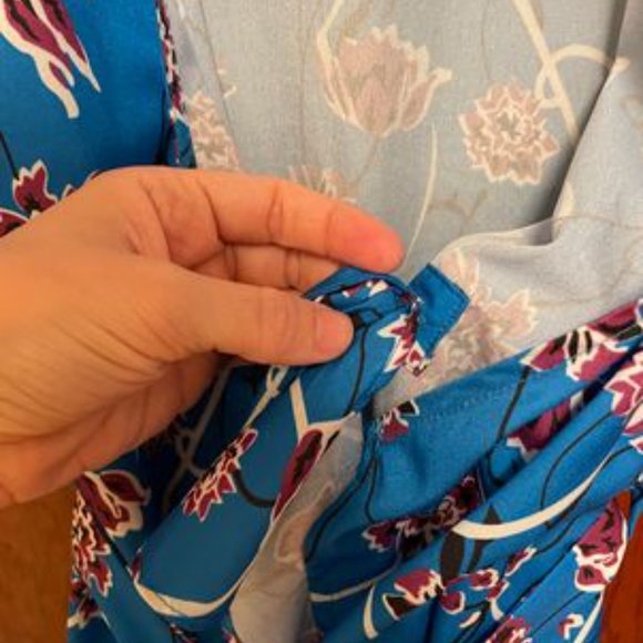 NWOT Shein Allover Floral Ruffle Trim Wrap Belted Dress - Picture 4 of 7